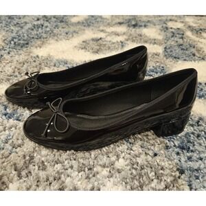 Steve Madden Women's Cherish Patent Block Heel Ballet Flats Size 9 Black
